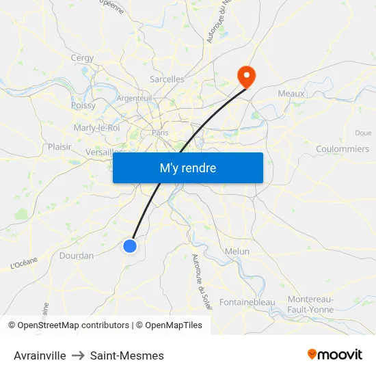 Avrainville to Saint-Mesmes map