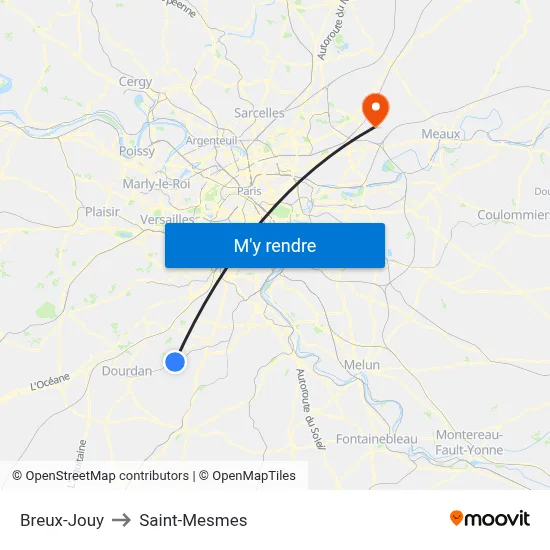 Breux-Jouy to Saint-Mesmes map