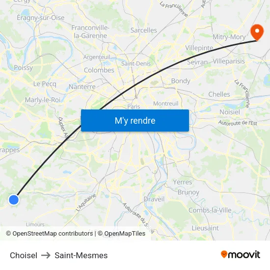 Choisel to Saint-Mesmes map