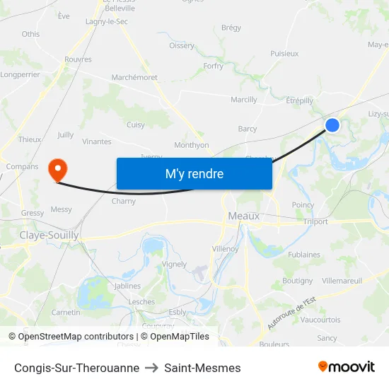 Congis-Sur-Therouanne to Saint-Mesmes map