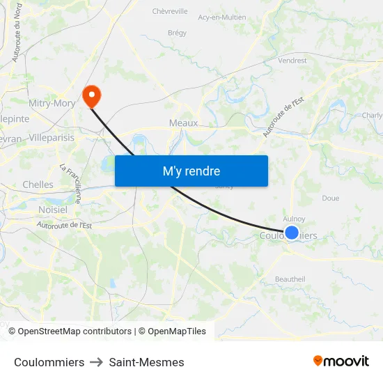 Coulommiers to Saint-Mesmes map