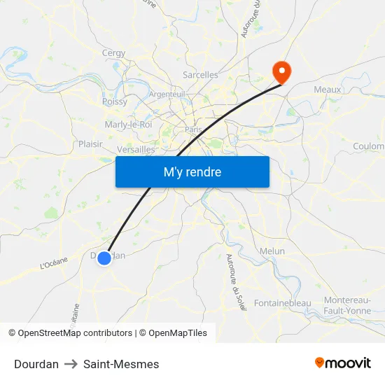 Dourdan to Saint-Mesmes map