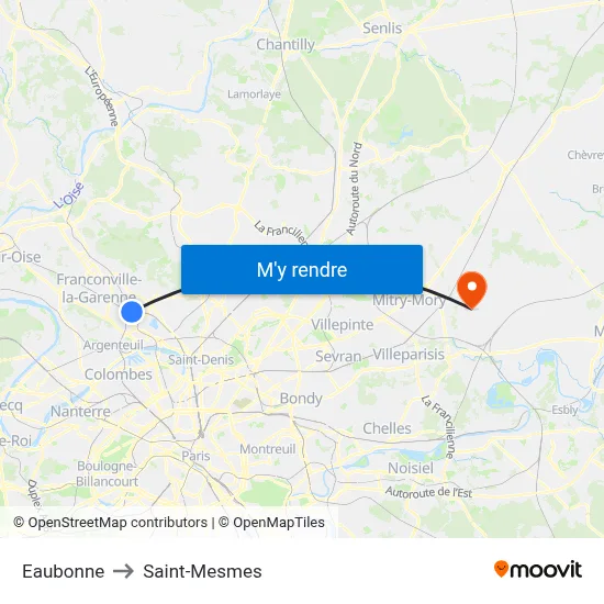 Eaubonne to Saint-Mesmes map
