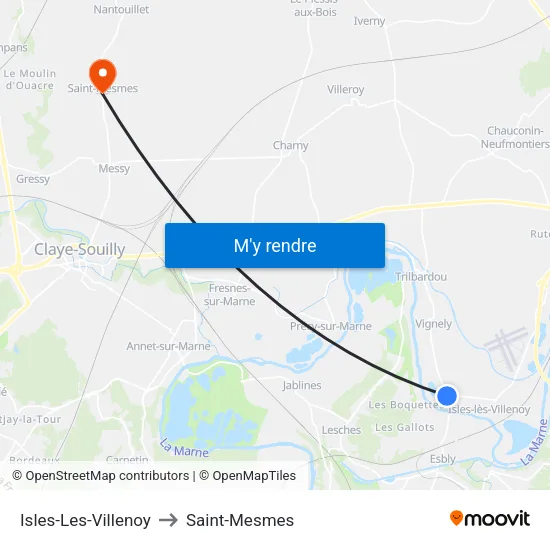Isles-Les-Villenoy to Saint-Mesmes map