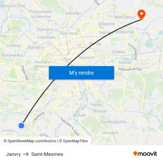 Janvry to Saint-Mesmes map