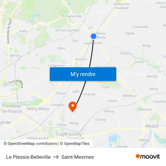 Le Plessis-Belleville to Saint-Mesmes map
