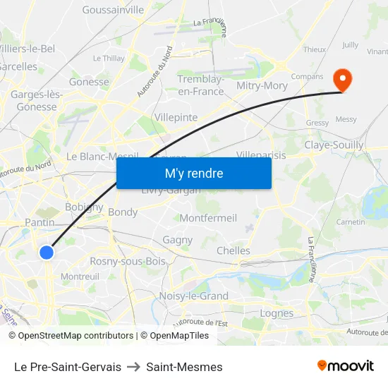 Le Pre-Saint-Gervais to Saint-Mesmes map