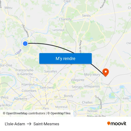 L'Isle-Adam to Saint-Mesmes map