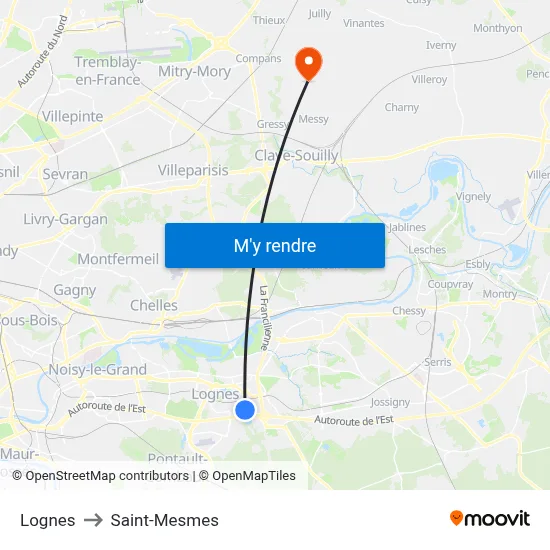 Lognes to Saint-Mesmes map
