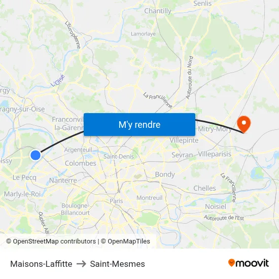 Maisons-Laffitte to Saint-Mesmes map