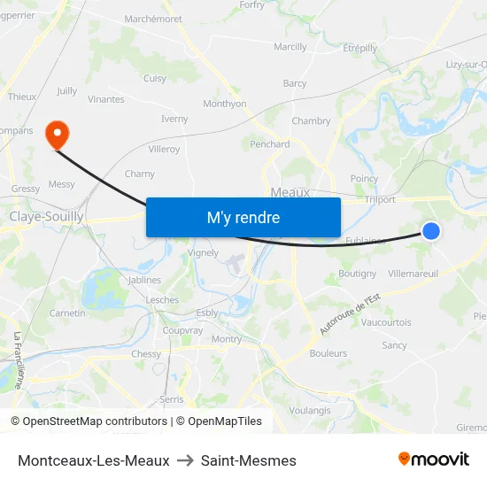 Montceaux-Les-Meaux to Saint-Mesmes map