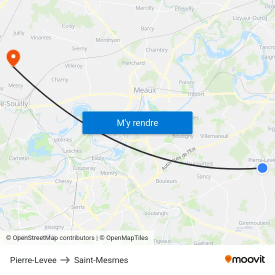 Pierre-Levee to Saint-Mesmes map