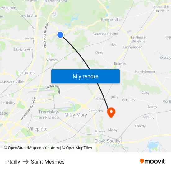 Plailly to Saint-Mesmes map