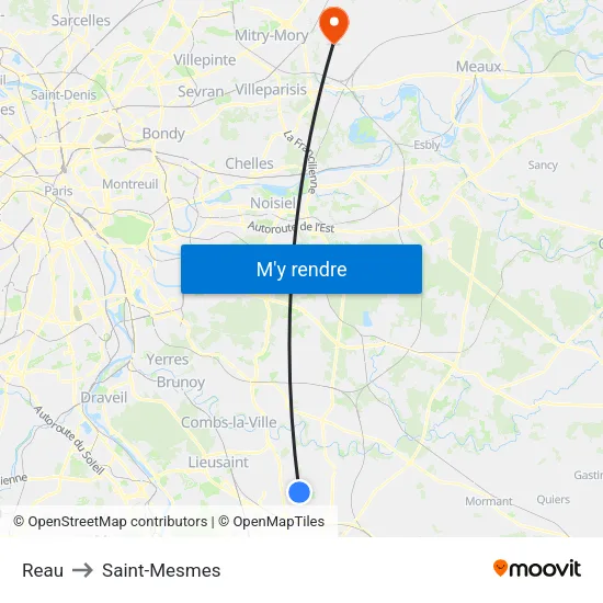 Reau to Saint-Mesmes map