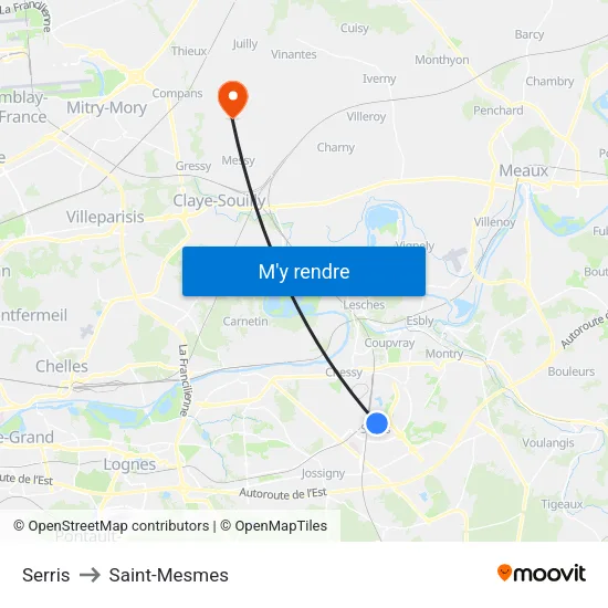 Serris to Saint-Mesmes map