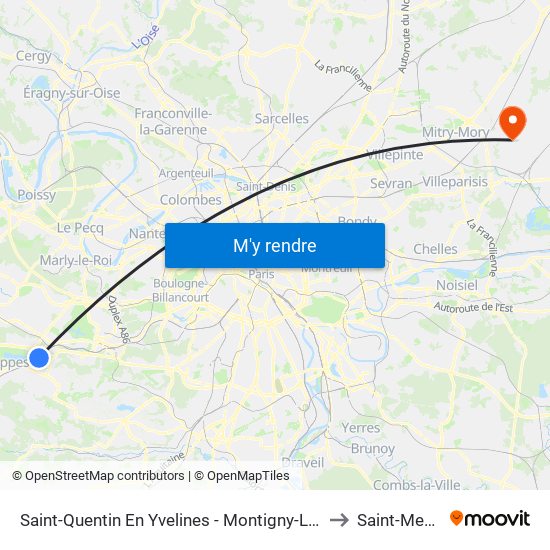 Saint-Quentin En Yvelines - Montigny-Le-Bretonneux to Saint-Mesmes map