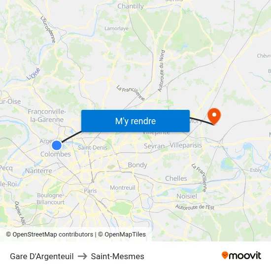Gare D'Argenteuil to Saint-Mesmes map