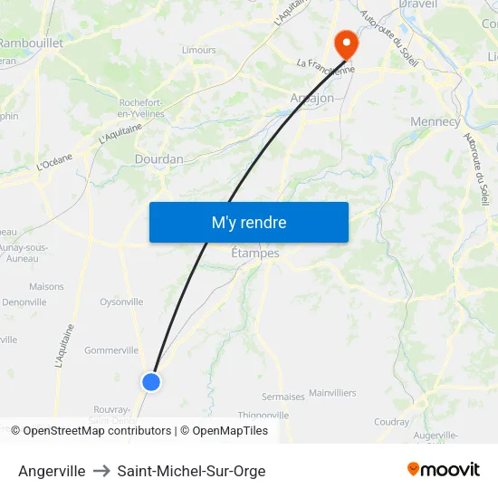 Angerville to Saint-Michel-Sur-Orge map