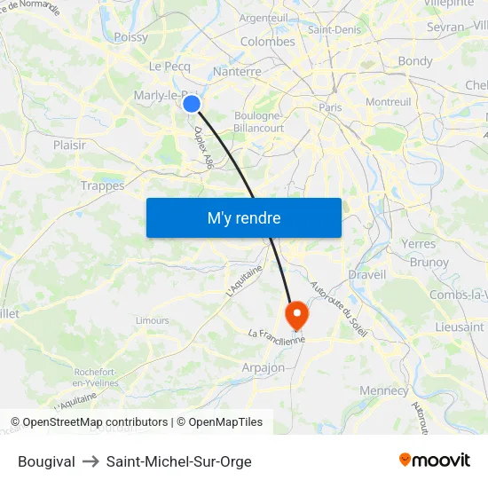 Bougival to Saint-Michel-Sur-Orge map