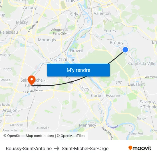 Boussy-Saint-Antoine to Saint-Michel-Sur-Orge map