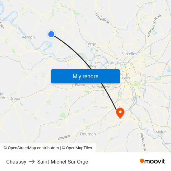 Chaussy to Saint-Michel-Sur-Orge map