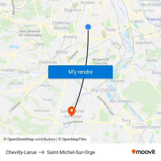 Chevilly-Larue to Saint-Michel-Sur-Orge map