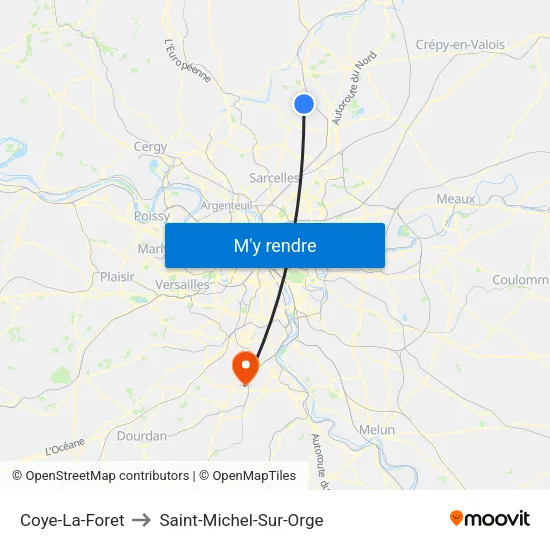 Coye-La-Foret to Saint-Michel-Sur-Orge map