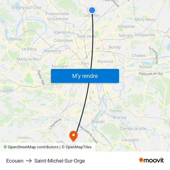Ecouen to Saint-Michel-Sur-Orge map