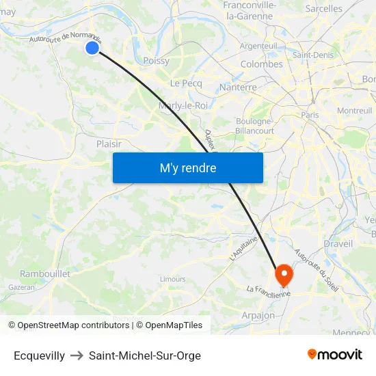 Ecquevilly to Saint-Michel-Sur-Orge map