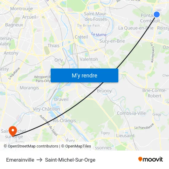 Emerainville to Saint-Michel-Sur-Orge map