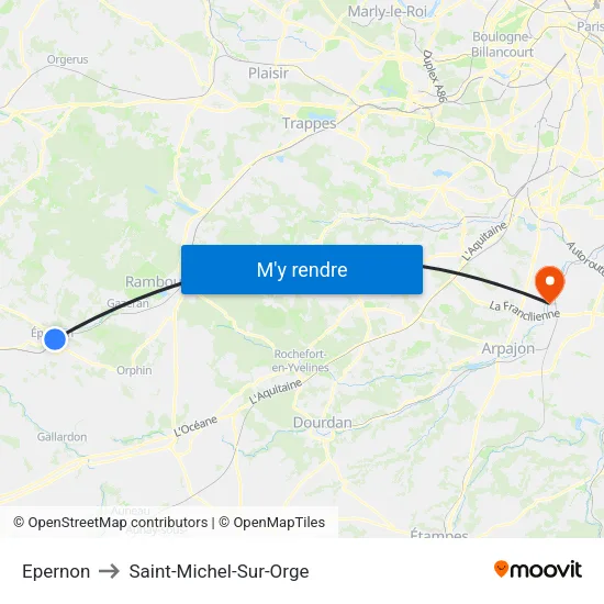 Epernon to Saint-Michel-Sur-Orge map
