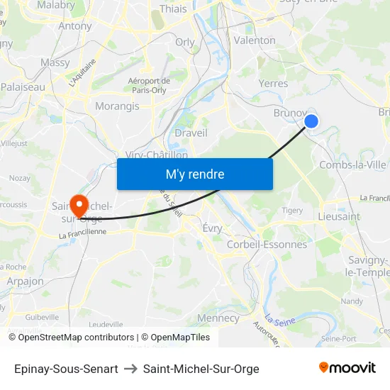 Epinay-Sous-Senart to Saint-Michel-Sur-Orge map