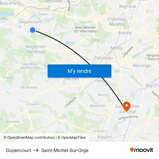 Guyancourt to Saint-Michel-Sur-Orge map