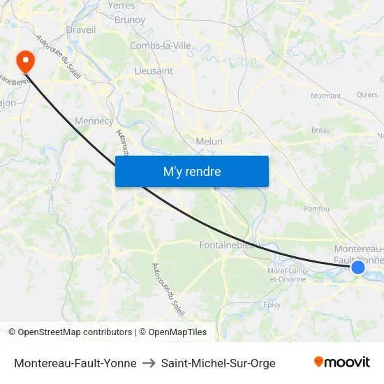 Montereau-Fault-Yonne to Saint-Michel-Sur-Orge map