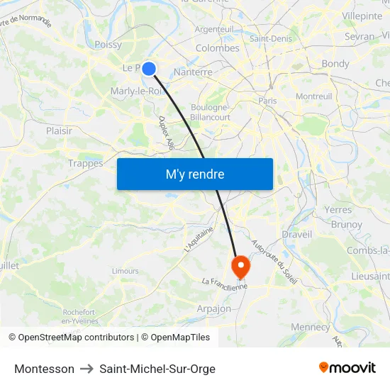 Montesson to Saint-Michel-Sur-Orge map