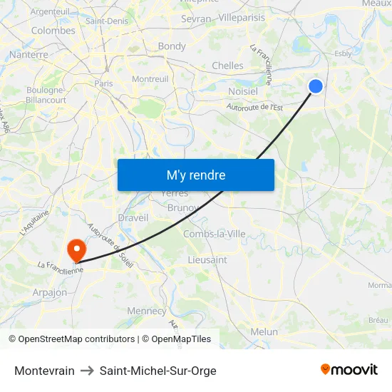 Montevrain to Saint-Michel-Sur-Orge map