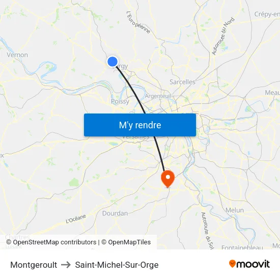 Montgeroult to Saint-Michel-Sur-Orge map