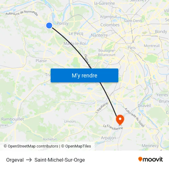 Orgeval to Saint-Michel-Sur-Orge map