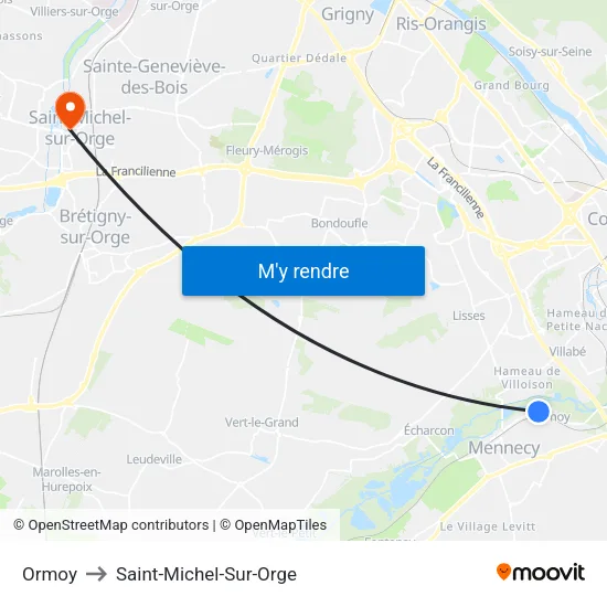 Ormoy to Saint-Michel-Sur-Orge map