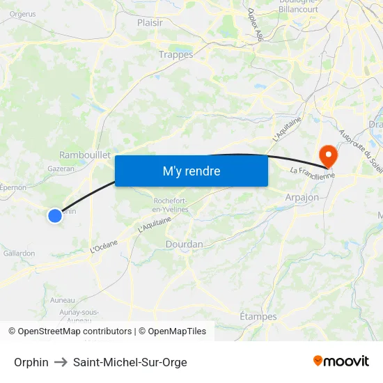 Orphin to Saint-Michel-Sur-Orge map