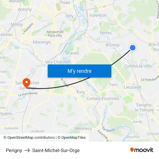 Perigny to Saint-Michel-Sur-Orge map