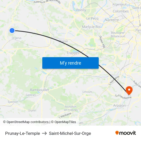 Prunay-Le-Temple to Saint-Michel-Sur-Orge map
