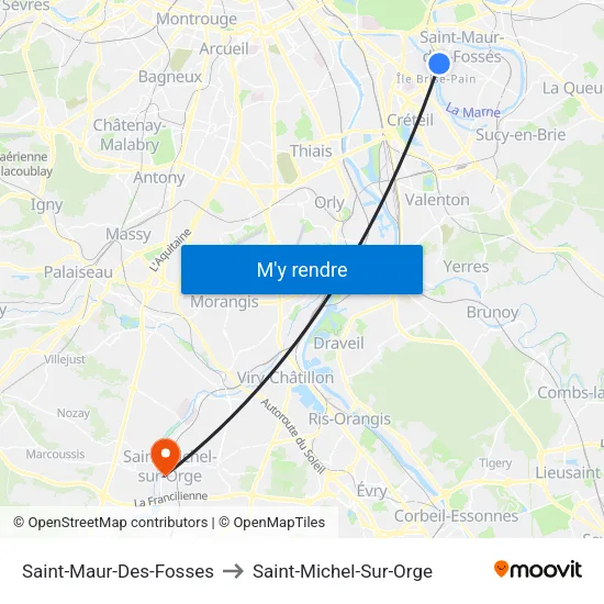 Saint-Maur-Des-Fosses to Saint-Michel-Sur-Orge map