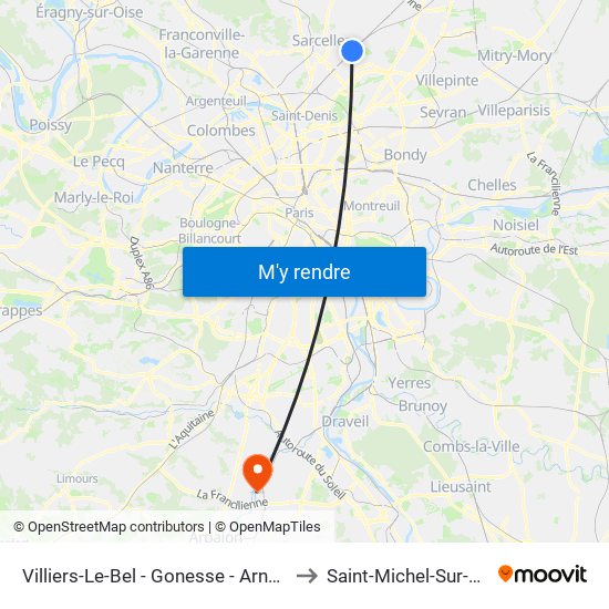 Villiers-Le-Bel - Gonesse - Arnouville to Saint-Michel-Sur-Orge map