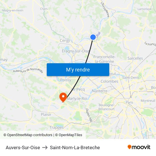 Auvers-Sur-Oise to Saint-Nom-La-Breteche map