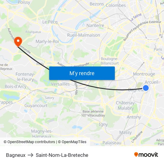 Bagneux to Saint-Nom-La-Breteche map