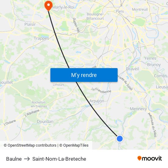 Baulne to Saint-Nom-La-Breteche map