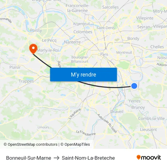 Bonneuil-Sur-Marne to Saint-Nom-La-Breteche map