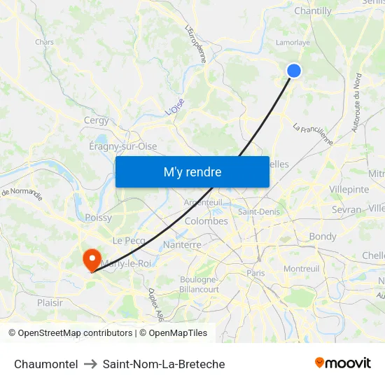 Chaumontel to Saint-Nom-La-Breteche map