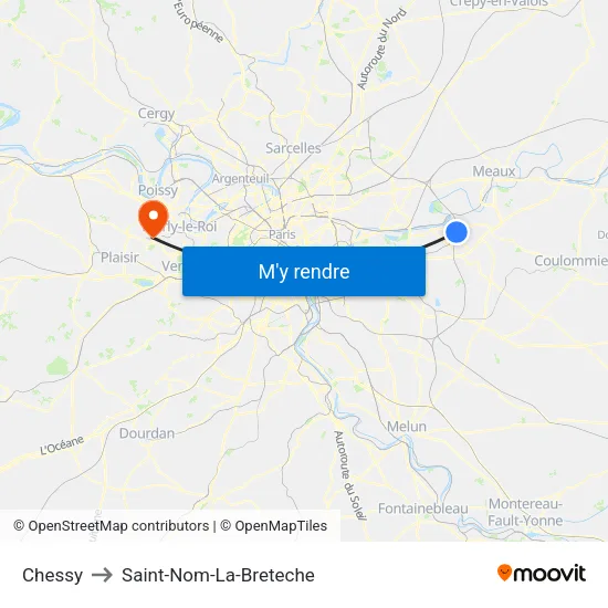 Chessy to Saint-Nom-La-Breteche map